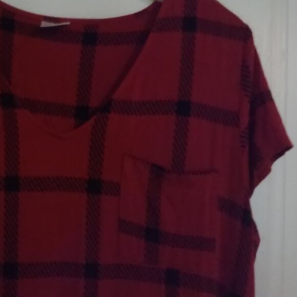 Soma Long Dress SZ L Deep Red With Black Pocket On Front Left - Picture 2 of 4